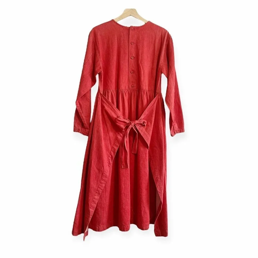 "I.S." ISSEY SPORT Red Midi Dress, Size M,  Rare from Vintage 80S - Picture 2 of 16